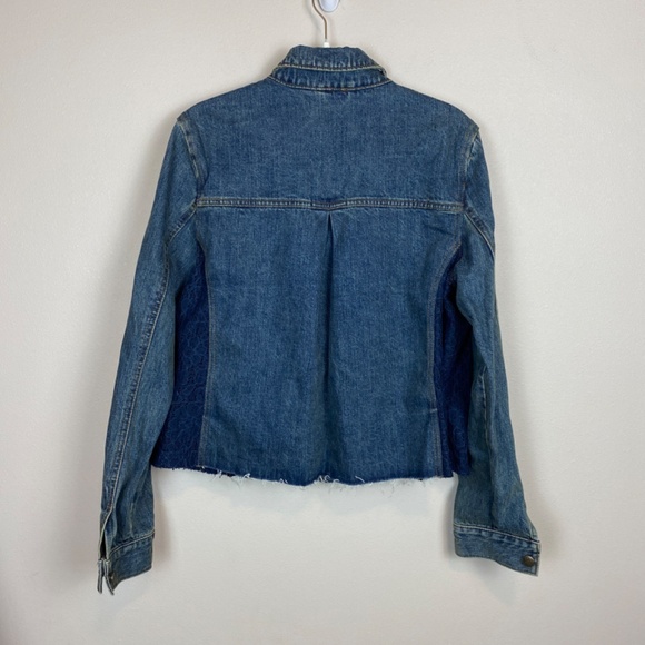 Free People Denim Jacket Lace Side Panel - Size Large - Picture 5 of 5